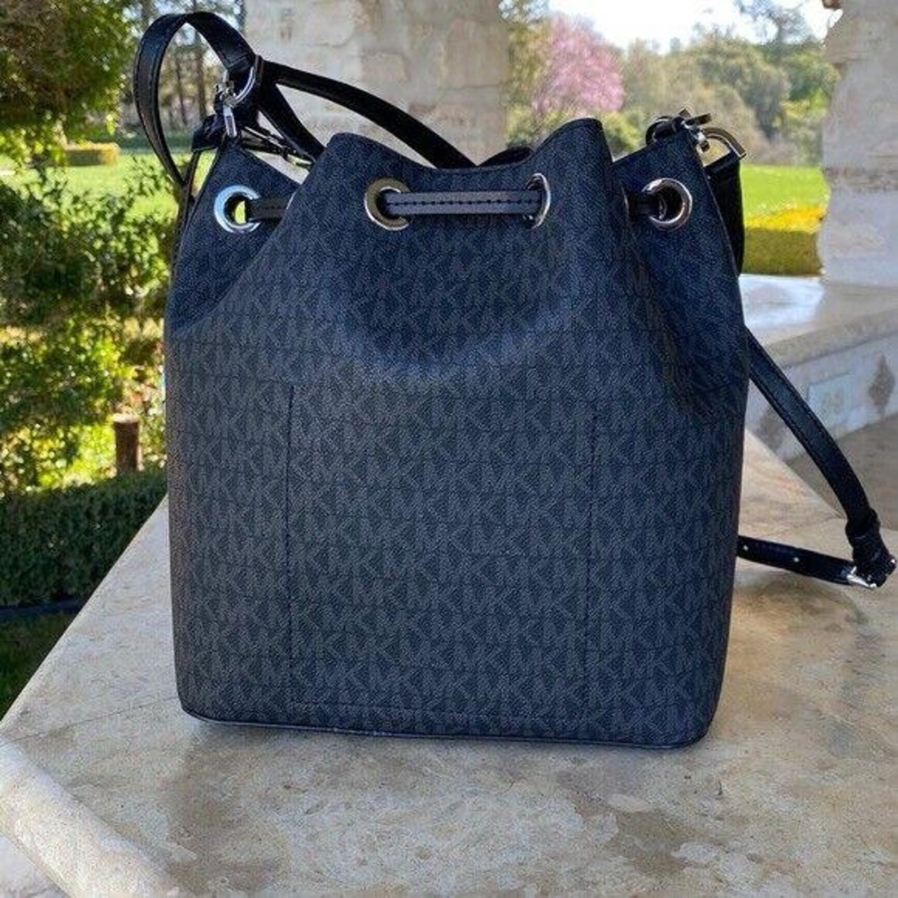 Michael Kors Eden Medium MK Logo PVC Leather Bucket Bag - Picture 3 of 5